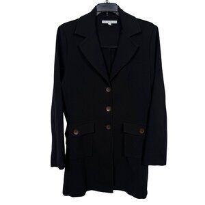 Vintage Cabi Jacket Womens 6 Black Three Button Rayon Blend Classic Long #190